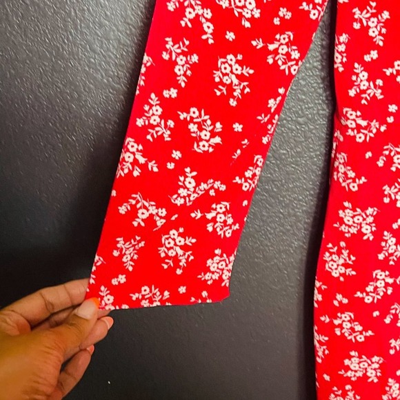 B. Darlin Red Square Neck Ditsy Floral Dress 7/8 - Picture 6 of 10